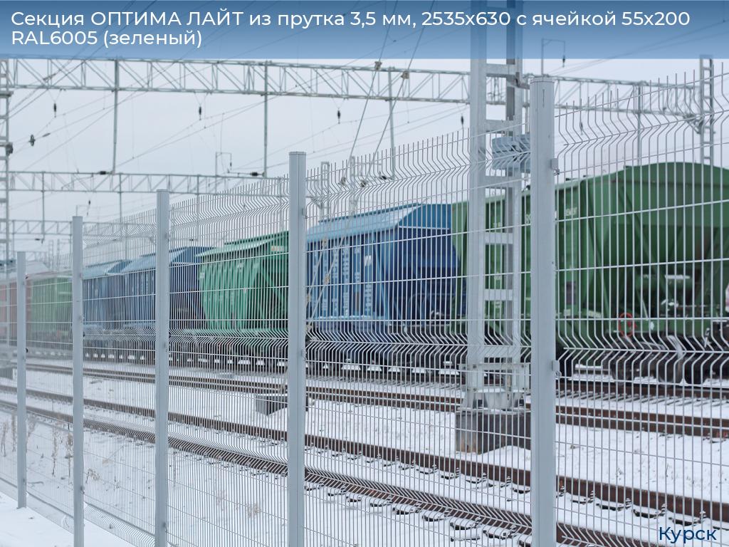 Секция ОПТИМА ЛАЙТ из прутка 3,5 мм, 2535x630 с ячейкой 55х200 RAL6005 (зеленый), kursk.doorhan.ru
